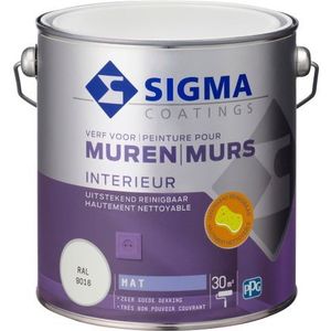 Sigma Muurverf Reinigbaar Mat Ral 9016 2,5l | Muurverf