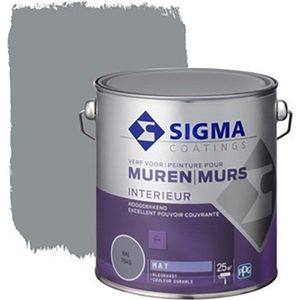 Sigma Muurverf Reinigbaar Mat Ral 7045 2,5l | Muurverf