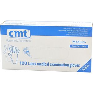 CMT latex handschoen, wit, poedervrij, 100 stuks XL