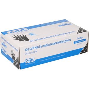 Soft Nitril handschoenen poedervrij Large zwart 10x100/ds - 651303 L