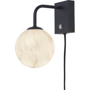 Wandlamp Carrara - Zwart/Wit - 12x18x21cm