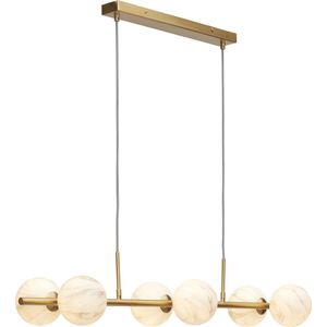 It's About Romi Hanglamp glas/ijzer Carrara 6-bol l.105xb.30cm wit marmerprint/goud