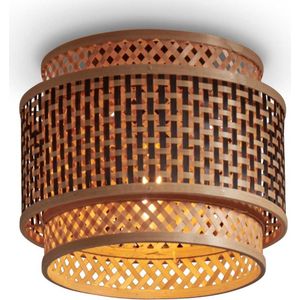 GOOD&MOJO Plafonniere Bhutan - Bamboe/Zwart - Ø25cm -