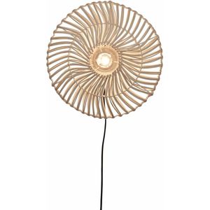 GOOD&MOJO Wandlamp Zanzibar - Wit - Rotan - Ø40cm - Binnen Modern