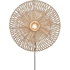 GOOD&MOJO Wandlamp Zanzibar - Wit - Rotan - Ø55cm - Binnen Modern
