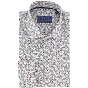 Ledûb - Modern Fit Overhemd - Blauw met Print - Katoen