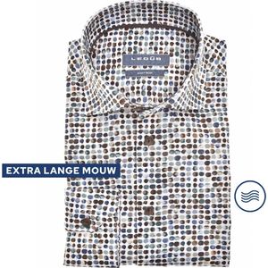 Ledub modern fit overhemd, mouwlengte 72 cm, popeline, middenblauw dessin