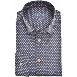Ledub modern fit overhemd, mouwlengte 72 cm, popeline, donkerblauw dessin
