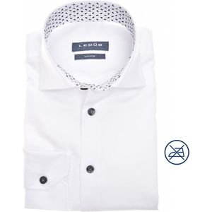 Ledub - Modern Fit Overhemd - Wit - Mouwlengte 72 cm - Popeline