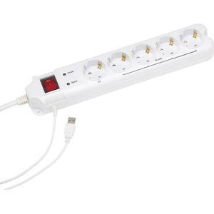 Gembird 201010013 Master/slave-stekkerdoos 5-voudig Wit Randaarde stekker 1 stuk(s)