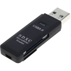 USB Cardreader met USB-A connector en 2 kaartsleuven - voor (Micro) SD/MMC/TF - USB3.0