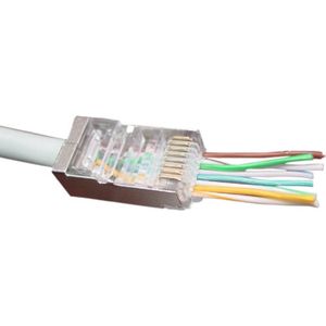 RJ45 krimp connectoren (STP) met doorsteekmontage voor CAT6 netwerkkabel (vast/flexibel) - 100 stuks