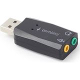 USB Geluidskaart - 2x 3,5mm aansluiting - Zwart
