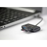 USB Type-C Combo SD-Kaartlezer - Zwart - Compact - SD TF USB-Sticks