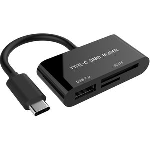 Gembird compact USB Type-C SDXC combo card reader, OTG, zwart