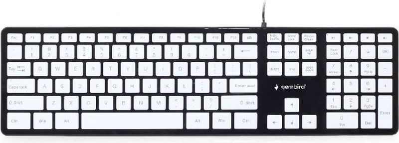 Gembird bedraad slimline USB toetsenbord met 5 multimedia toetsen - QWERTY (US) / zwart/wit - 1,6 meter