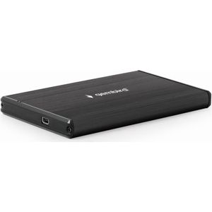 Gembird HDD/SSD enclosure voor 2.5'' SATA - USB 3.0, brushed aluminium, zwart