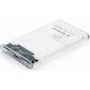 Gembird HDD/SSD Enclosure voor 2,5"" SATA - USB 3.0, 9,5 mm, transparant plastic