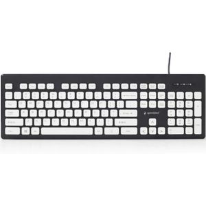 Gembird bedraad USB toetsenbord - QWERTY (US) / zwart/wit - 1,8 meter