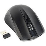 Draadloze Muis - Zwart - Optisch - 4 Knoppen - USB Nano Ontvanger