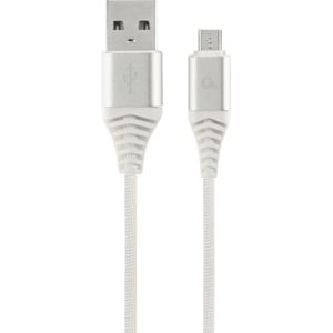 Gembird CC-USB2B-AMMBM-1M-BW2 USB-kabel 2.0 Micro-USB B USB A Zilver, Wit