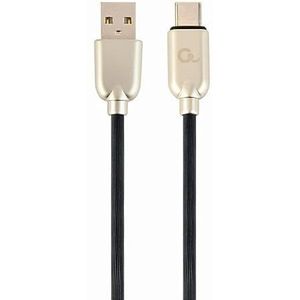Gembird Premium USB Type-C laad- &amp: datakabel rubber, 2 m, zwart