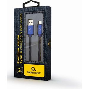 USB-C kabel Denim Blue Jeans 2 meter