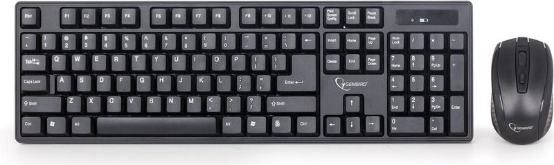 Gembird - Draadloos Toetsenbord en Muis - QWERTY - Zwart - Inclusief Batterijen