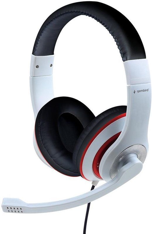 Gembird - Stereo On-Ear Headset - Wit/Zwart/Rood - 1x 3,5mm Jack - 1,8 Meter