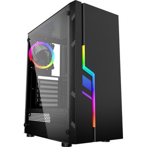 Gembird - Fornax 2000 - Midi Tower - Zwart - SGCC - RGB-verlichting