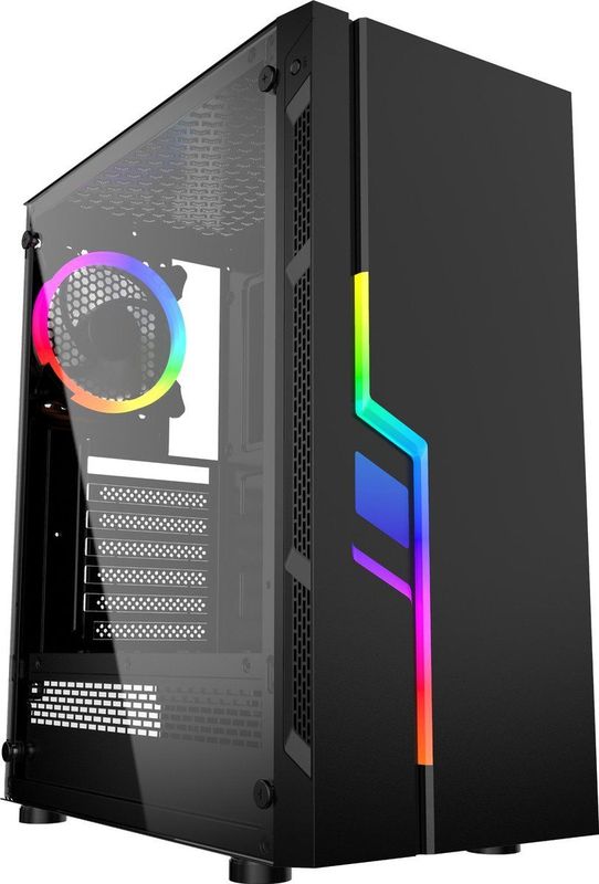 Gembird - Fornax 2000 - Midi Tower - Zwart - SGCC - RGB-verlichting