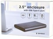 Gembird HDD/SSD Behuizing 2,5 inch - USB Type-C - USB 3.1 - Grijs