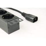 Stekkerdoos - 19 Inch - 8x CEE 7/3 - Zwart - 3 Meter