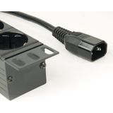 Stekkerdoos - 19 Inch - 8x CEE 7/3 - Zwart - 3 Meter