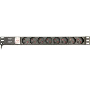 Gembird EnerGenie EG-PDU-014-F Rack Power Distribution Unit (8 FR-stopcontacten, 1U, 16A, Schuko-stekker, 3m, zwarte kleur)