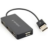Gembird - USB Hub - 4 Poorten - USB2.0 - Zwart - 0,15 Meter