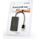 Gembird - USB Hub - 4 Poorten - USB2.0 - Zwart - 0,15 Meter