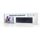 Gembird bedraad USB toetsenbord met 13 multimedia toetsen - QWERTY (US) / zwart - 1,4 meter