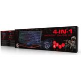 Gembird GGS-UMGL4-01 toetsenbord Inclusief muis USB QWERTY Amerikaans Engels Zwart