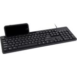 Gembird bedraad USB toetsenbord met 6 multimedia toetsen en smartphone houder - QWERTY (US) / zwart - 1,5 meter