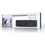 Gembird bedraad USB toetsenbord met grote letters - QWERTY (US) / zwart - 1,5 meter