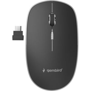 Gembird stille draadloze USB-C muis met 4 knoppen - 800-1600 DPI / zwart