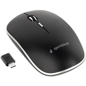 Gembird stille draadloze USB-C muis met 4 knoppen - 800-1600 DPI / zwart