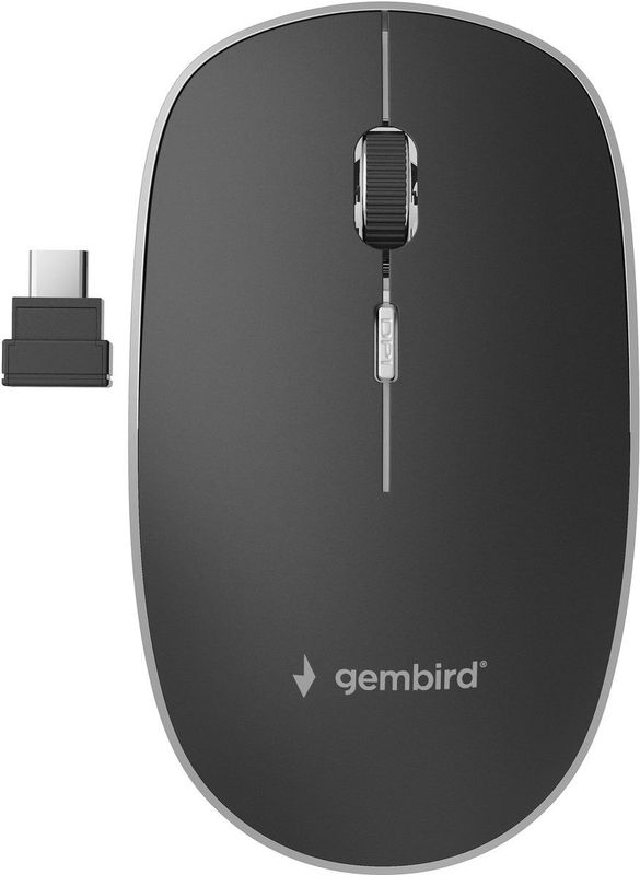 Gembird stille draadloze USB-C muis met 4 knoppen - 800-1600 DPI / zwart