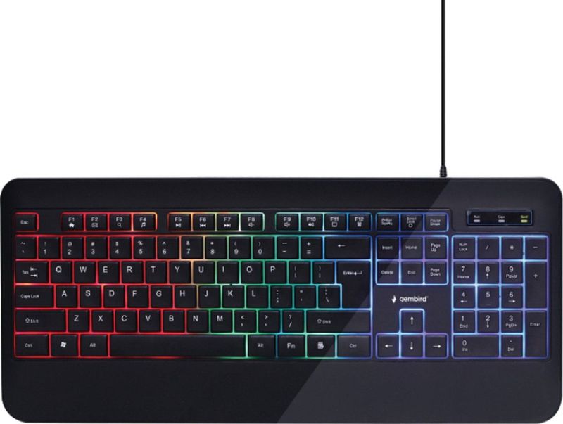 Gembird Gaming toetsenbord - RGB Led verlichting - Ultra slim Gaming keyboard voor Gaming PC