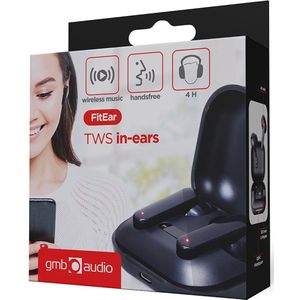 Gembird Bluetooth TWS In-Ears met Microfoon, HSP, HFP, A2DP, AVRCP, 4 uur Speeltijd, Zwart