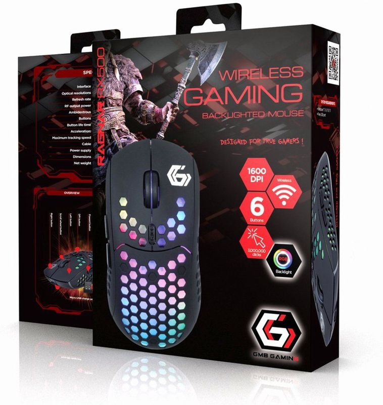 Gembird - Ragnar WRX500 - Draadloze Gaming-Muis - Zwart - Ergonomisch Ontwerp