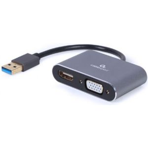 Gembird - KabelXpert - USB naar HDMI + VGA Adapter - Space Grey - Grijs