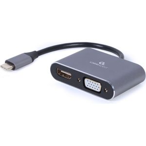 USB-C - HDMI - VGA Adapter Kabel - 0.15 Meter - Ondersteunt 4K Resolutie