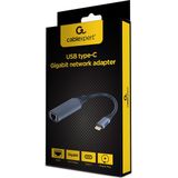 Gembird - USB Type-C Gigabit Netwerkadapter - Grijs - Metalen Behuizing